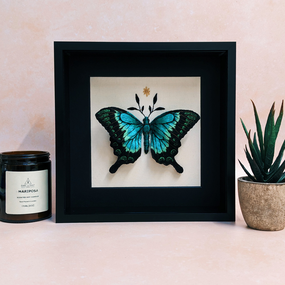 Mariposa London Butterfly Embroidery art
