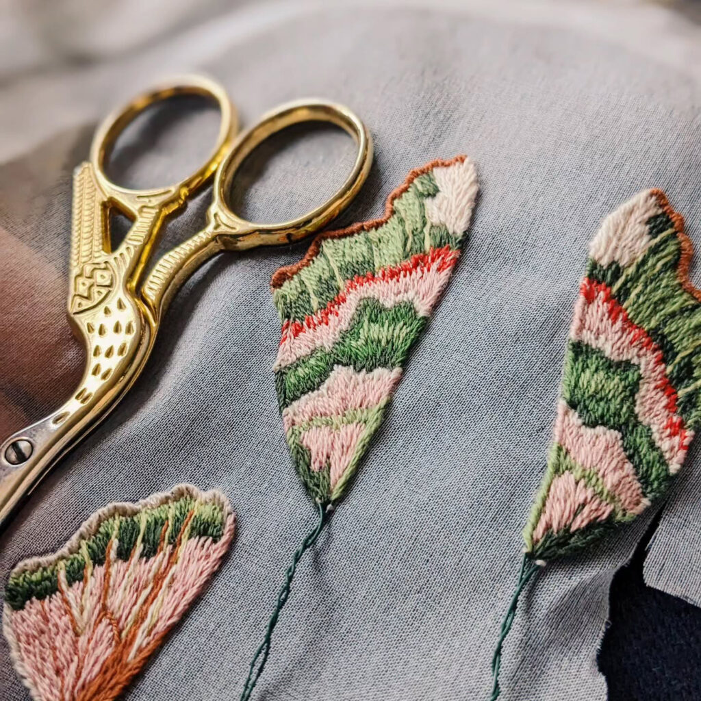 Lime Hawk Moth 3D textile embroidery by Mariposa London